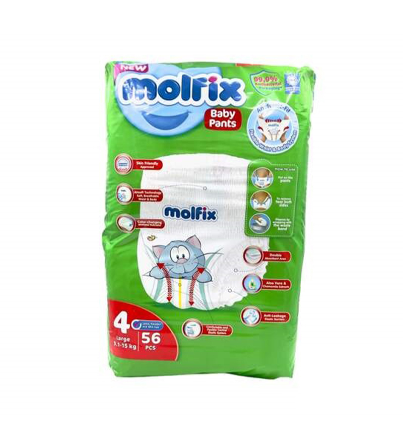 Molfix Pants Jumbo Size 4 Large (9.1-15kg) 56's - Image 3