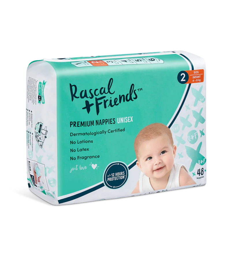 Rascal+Friends Premium Adhesive Infant Nappy Diapers Size 2 (4-8 Kgs) - 48 Pieces - Image 3