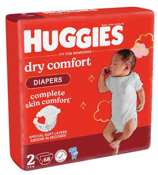 Huggies Dry Comfort Jumbo size 2 (3-6Kgs) 68's